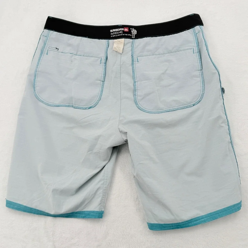 Quiksilver Amphibians Hybrid Shorts Men 36 Blue Surf Board shorts Striped great